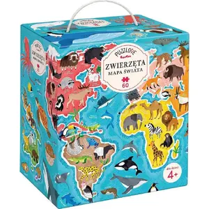 Puzle Bright Junior Media Puzzlove CzuCzu Dzīvnieki Pasaules karte 60 detaļas