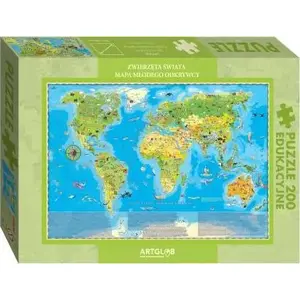 Puzlis Artglob Puzzle 200 — 200 detaļas, 'Pasaules dzīvnieki' izglītojošs puzlis