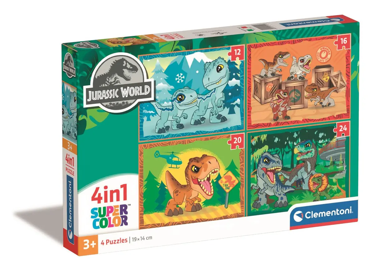 Clementoni Jurassic World SuperKolor 4-in-1 puzle
