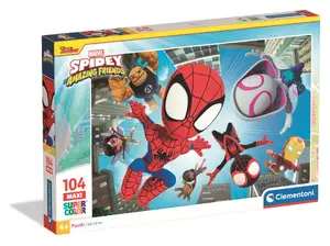Clementoni 23777 Maxi SuperColor Marvel Zirnekļcilvēks un viņa draugi puzle 104 gabali bērniem no 4 gadu vecuma