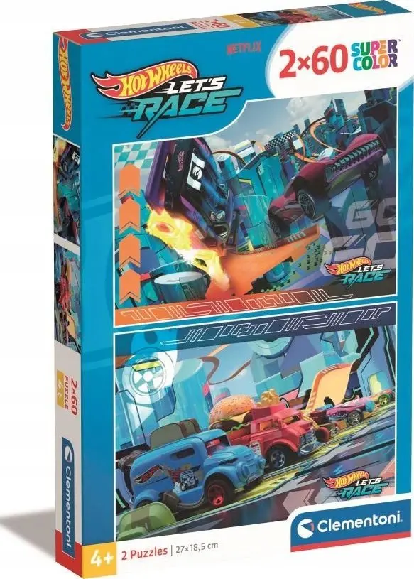 Clementoni 2x60 gabalu bērnu puzle Hotwheels