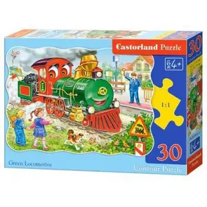 Jigsaw Puzzle Castorland 30 pieces — Green Locomotive (model 246995)