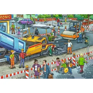 Jigsaw Puzzle Set Ravensburger Road Construction Site 2x12 pieces — children's double 12-piece puzzles
