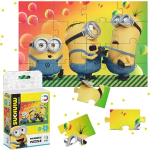 Magnētiskā puzle Dodo Minions — 16 detaļu krāsaina magnētiskā mīkla bērniem