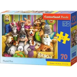 Mīklas puzzles Castorland Playful Pets — 70 detaļas, Castorland