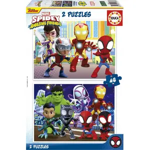 Пазл Educa 2x48 Spidey & His Amazing Friends – 2 пазла по 48 деталей, детский набор