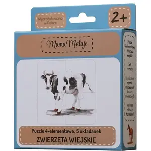 Puzzle set Mama Maluje 4-piece — rural animals, educational kids puzzle