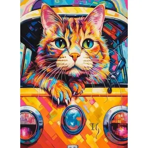 Gleznas puzle Castorland Castorland Puzzle 100 Cat Bus Travel CASTOR — 100 gab., kartons