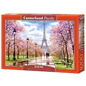 Puzlis Castorland Romantic Walk in Paris 1000 gab. — 680×470 mm, pilsētas skats ar Eifeļa torni