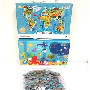 Puzzle Pierot Pierot Puzzle Mapa zwierząt + Zwierzęta morskie — komplekts ar divām tematiskām kartēm-puzlām