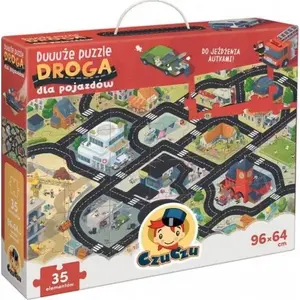 Puuzle Bright Junior Media Duuuże puzzle z dziurką — ceļš transportlīdzekļiem, liels formāts, poļu izdevums