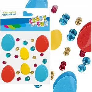 Craft with Fun dekoratīvas EVA olas ar kristāliem komplekts CFSW53 — putuplasta dekori rokdarbiem
