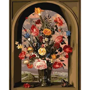 Krāsošana pēc numuriem Ideyka KHO2075 ar rāmi 40x50 cm — ziedu kompozīcija