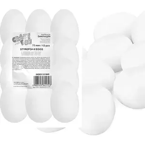 Styrofoam Decorative Eggs Craft with Fun CFSW66 70 mm, pack of 12