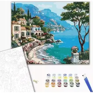 Paint-by-numbers kit Twoje Hobby BRUSHME BR-BS51971, 40x50 cm, Italian quay, 1 pcs