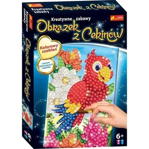 Sequins Picture Kit RANOK Kolorowa Papuga CZ23010 — craft set for making a colorful parrot sequin picture