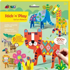Sticker set Stickn Stick "N" Play - Zwierzęta safari, reusable peel-and-stick play scenes