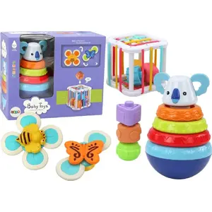 Набор сенсорных развивающих игрушек LEANToys «Коала»: башня, куб и спиннеры для моторики