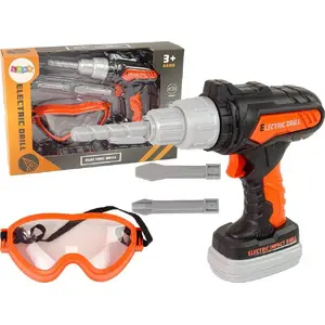 Toy Cordless Drill Set LEANToys 13464 — battery-powered toy screwdriver with drill bits and protective goggles