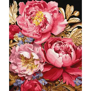 Paint-by-numbers kit with frame Ideyka KHO3262 40x50 cm — floral design with metallic paints