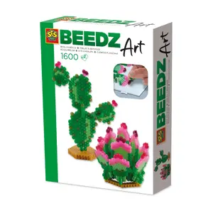 Fuse Beads Craft Kit SES Beedz art 06027 Cactus — 1600 beads, hexagonal pegboard, ironing sheet