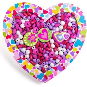 Wooden Beads with Heart Frame Woodyland WD90213 — craft beads and decorative heart frame