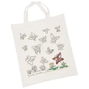 Somiņa Goki Cotton bag Butterflies balta — mazuļa/otra bērna soma, 380×420 mm, 45 g