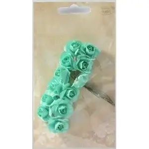 Paper Rose Decorations TEKA 12 pcs, mint — decorative paper flowers, pack of 12