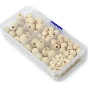 Wooden bead set Janod — 150 pieces, mixed shapes and colors for threading and crafts