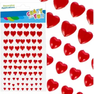 Craft with Fun decorative pearl embellishments hearts set, 84 pcs, red (CF748)