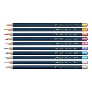 Pastel Pencils Caran d'Arche Cosmic Blue Metallic — 10 pcs, metallic colours, Switzerland