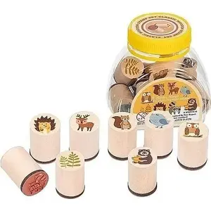 Stamp set Goki Forest Animals 8 pcs — children's wooden stamps with animal motifs
