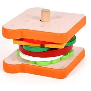 Wooden Play Sandwich Set LEANToys 8 Pieces with Recipe Cards — 10-Pack