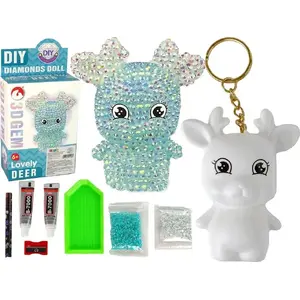 LEANToys DIY Diamond Reindeer Keychain 3D Crystal Beads Kit, Blue