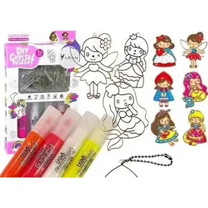 Paintable Hanging Stained-Glass Ornaments LEANToys 6 pcs — Princess Designs, Drying Paint Craft Set