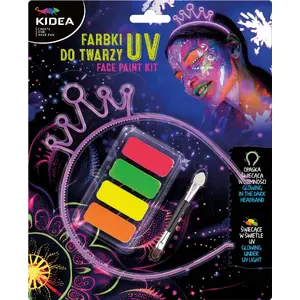 Face paint set Derform FDTUVOSKA — 4-color UV face paints with dark glow headband