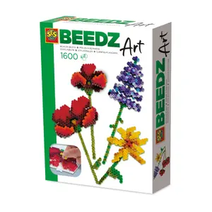 Fuse Beads Craft Kit SES Beedz art 06025 Wildflowers — 1600 beads with hexagonal pegboard and ironing sheet