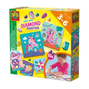 Набор детской алмазной мозаики SES Creative Giant gems — 65 крупных камней, 6 картонных основ, 3+ года
