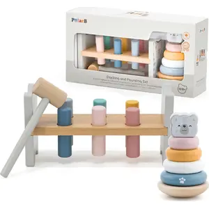 Koka kaudze-piramīda un sitamā rotaļlieta (Leduslācis) no viga toys, modelis 6219
