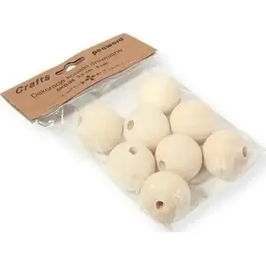 Wooden decorative beads BREWIS 30 mm, set of 8
