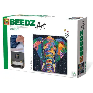 Beedz Art iron‑on beads set SES — Elephant fantasy 5000 pieces, 300×300 mm pegboards, age 12+