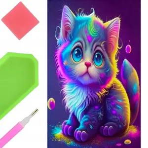 Diamond mosaic kit Norimpex colorful cat neon 30x40 cm NO-2000388