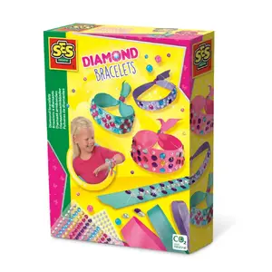 Children's jewellery bracelet making kit SES Creative Diamond bracelets — multicolour, includes satin ribbons and 180 diamond stickers