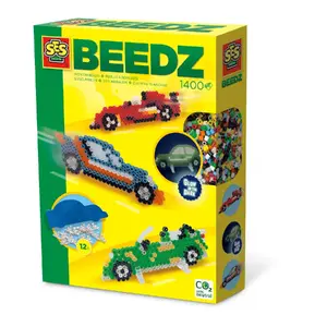 SES Creative Iron-on Beads Set - Car, pegboard + 1400 beads, glow-in-the-dark