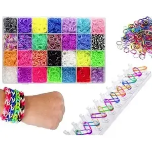Hair elastics and charms set Hipo model 620093 — assorted colors and decorative pendants