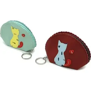 Leather coin purse with keyring Swede Portmonetka z brelokiem MIX, compact coin pouch, model 639259