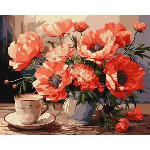 Canvas Paint-by-Numbers Norimpex Malowanie po numerach – Bouquet with Poppies, 40x50 cm