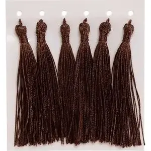Tassel fringes decorative BREWIS 8 cm brown, pack of 6