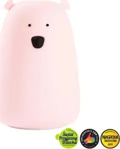 Silicone Night Lamp Plexido — Large Pink Teddy Bear (soft silicone, LED nightlight)