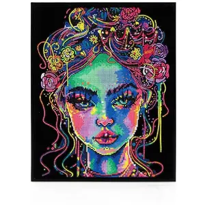 Diamond Dotz Adults Flocked Neon Girl набор для творчества — алмазная мозаика для взрослых, клейкий холст с неоновыми ворсистыми стразами